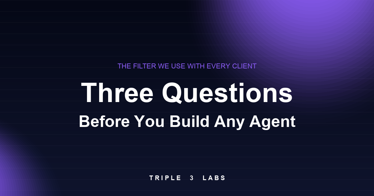 The Three Questions We Ask Before Building Any Agent